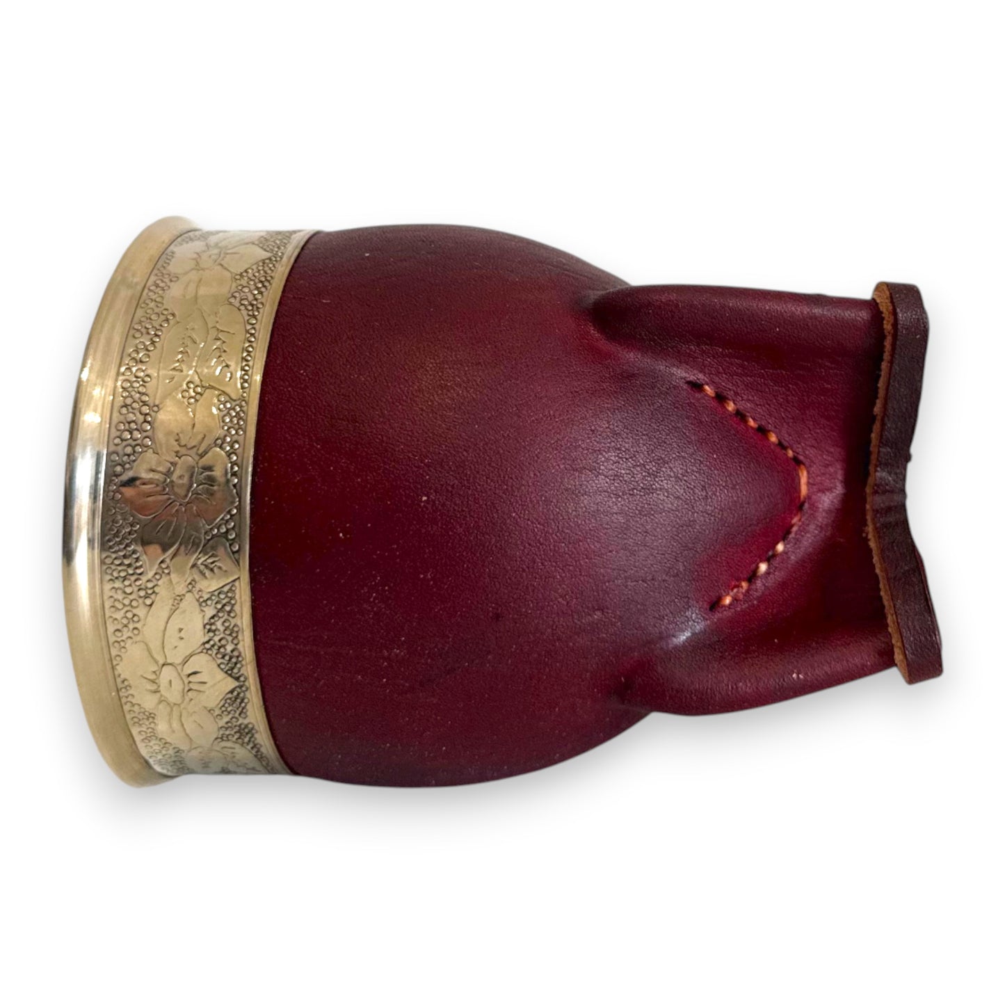 Mate Imperial in Cuoio Marrone con Virola decorata in Alpaca | Standard