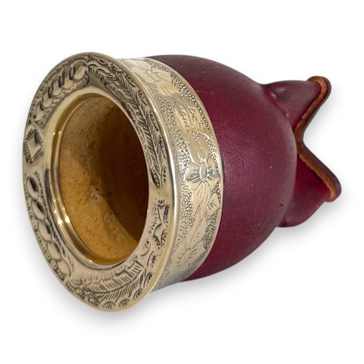 Mate Imperial in Cuoio Marrone con Virola decorata in Alpaca | Standard