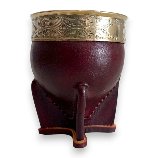 Mate Imperial in Cuoio Marrone con Virola decorata in Alpaca | Standard