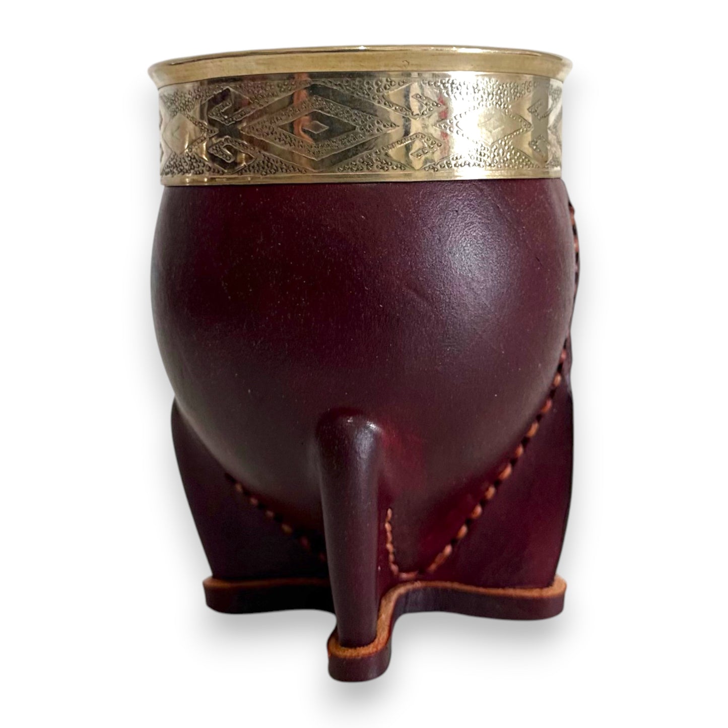 Mate Imperial in Cuoio Marrone con Virola decorata in Alpaca | Standard