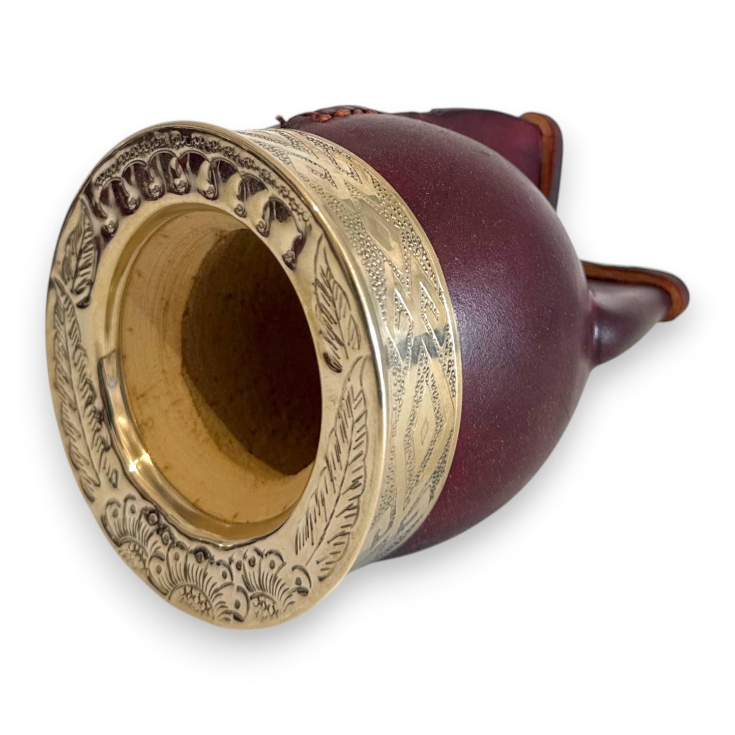 Mate Imperial in Cuoio Marrone con Virola decorata in Alpaca | Standard
