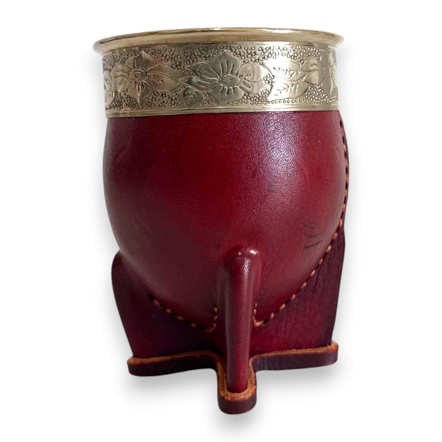 Mate Imperial in Cuoio Marrone con Virola decorata in Alpaca | Standard