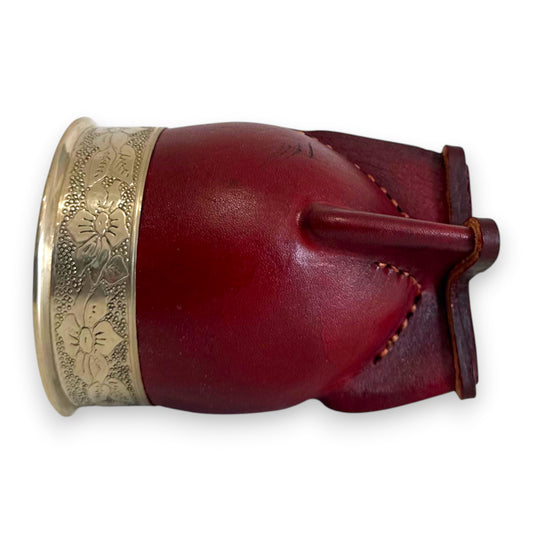 Mate Imperial in Cuoio Marrone con Virola decorata in Alpaca | Standard