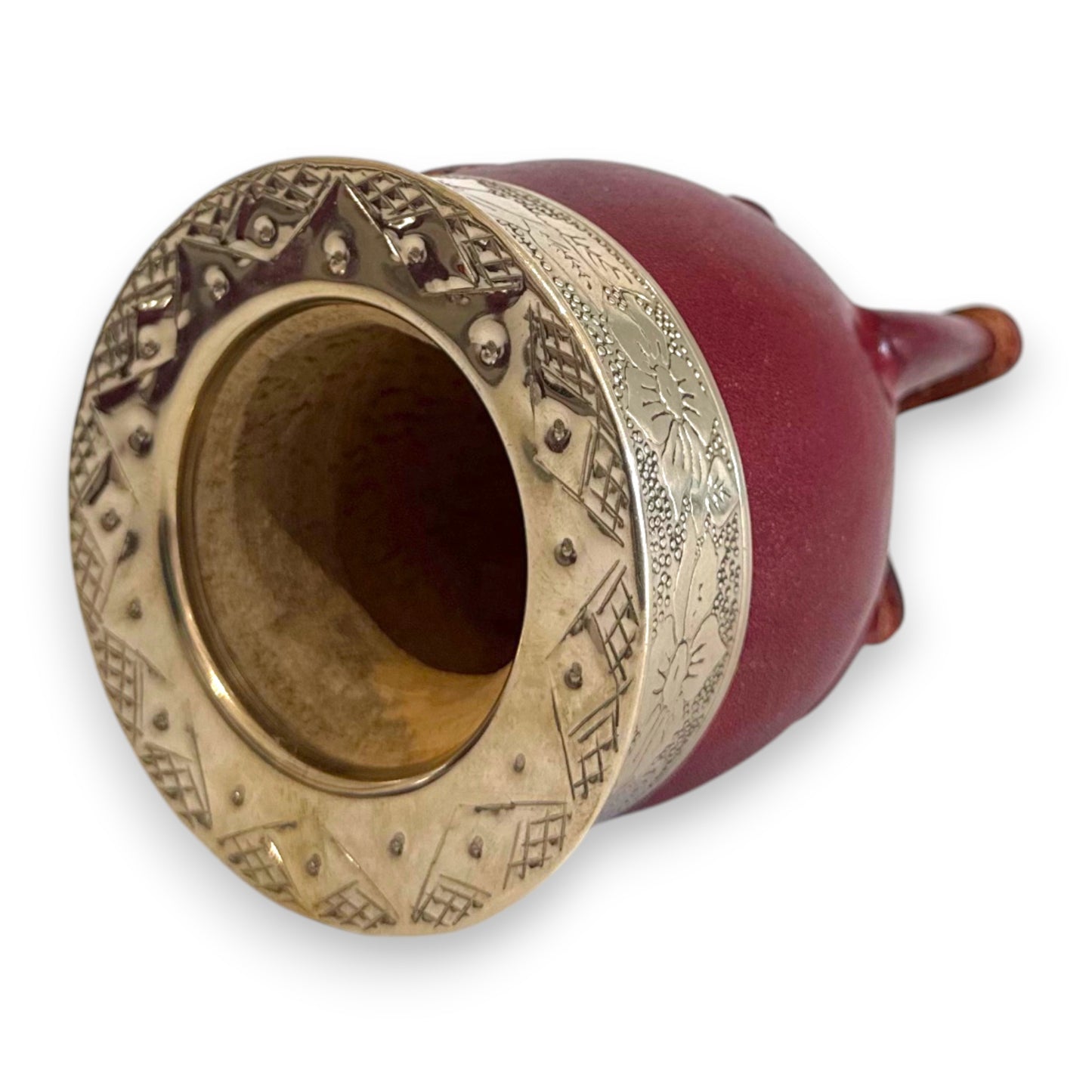 Mate Imperial in Cuoio Marrone con Virola decorata in Alpaca | Standard