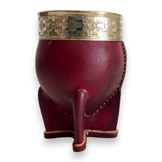 Mate Imperial in Cuoio Marrone con Virola decorata in Alpaca | Standard