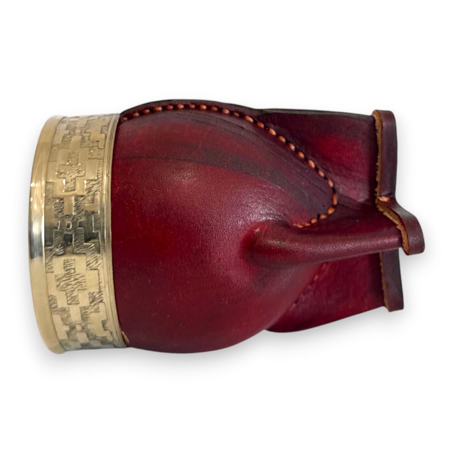 Mate Imperial in Cuoio Marrone con Virola decorata in Alpaca | Standard