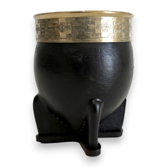 Mate Imperial in Cuoio Nero con Virola decorata in Alpaca | Standard