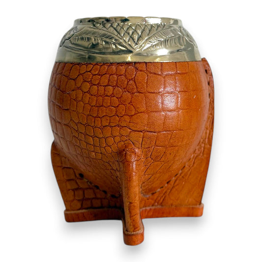 Mate Torpedo in "Cuoio Crocco" Bronzo e Virola Alpaca | Elitè