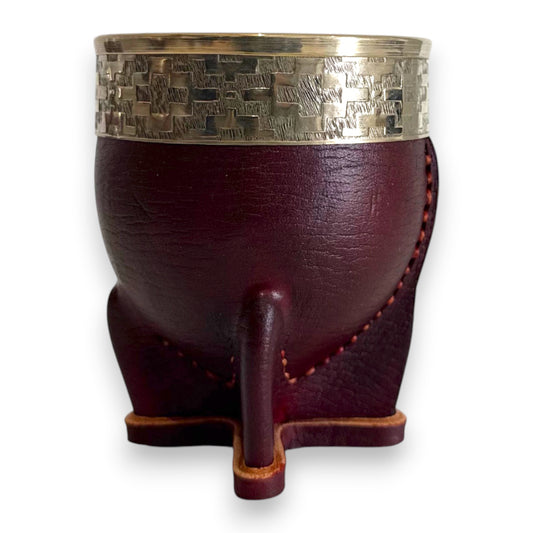 Mate Imperial in Cuoio Marrone con Virola decorata in Alpaca | Standard