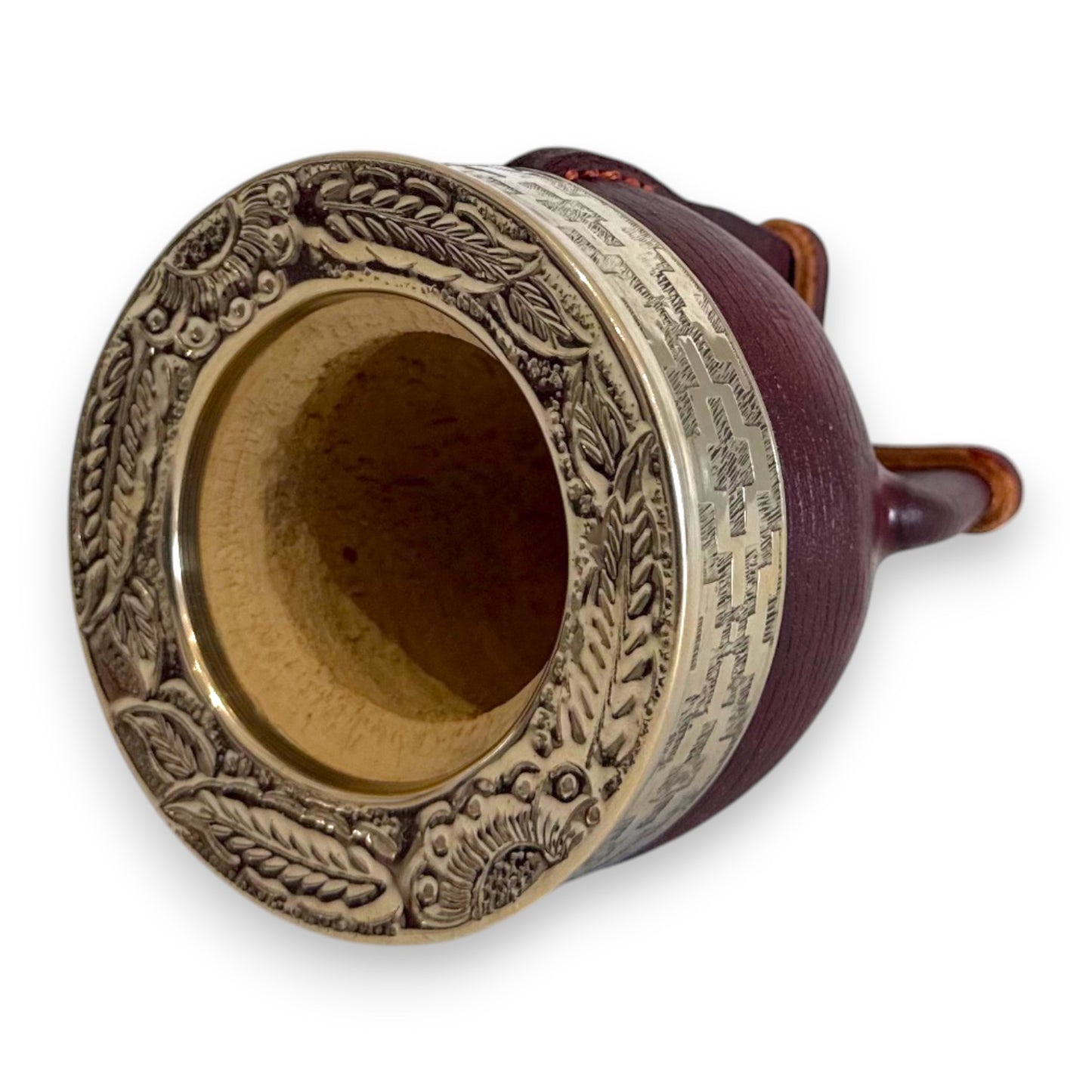 Mate Imperial in Cuoio Marrone con Virola decorata in Alpaca | Standard