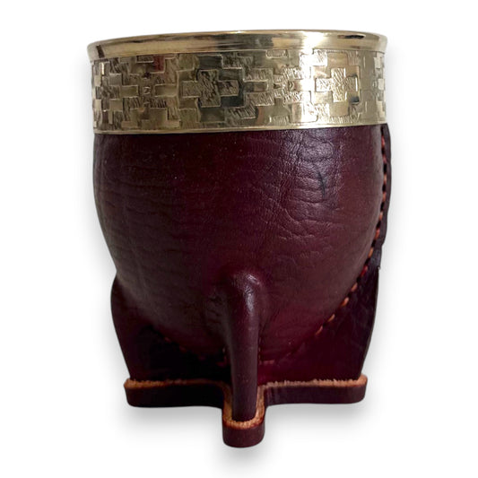 Mate Imperial in Cuoio Marrone con Virola decorata in Alpaca | Standard