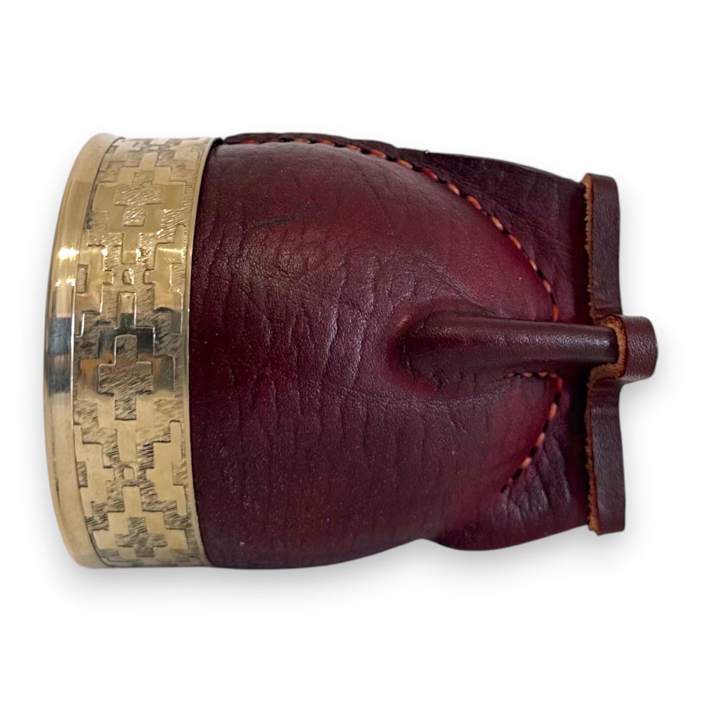 Mate Imperial in Cuoio Marrone con Virola decorata in Alpaca | Standard