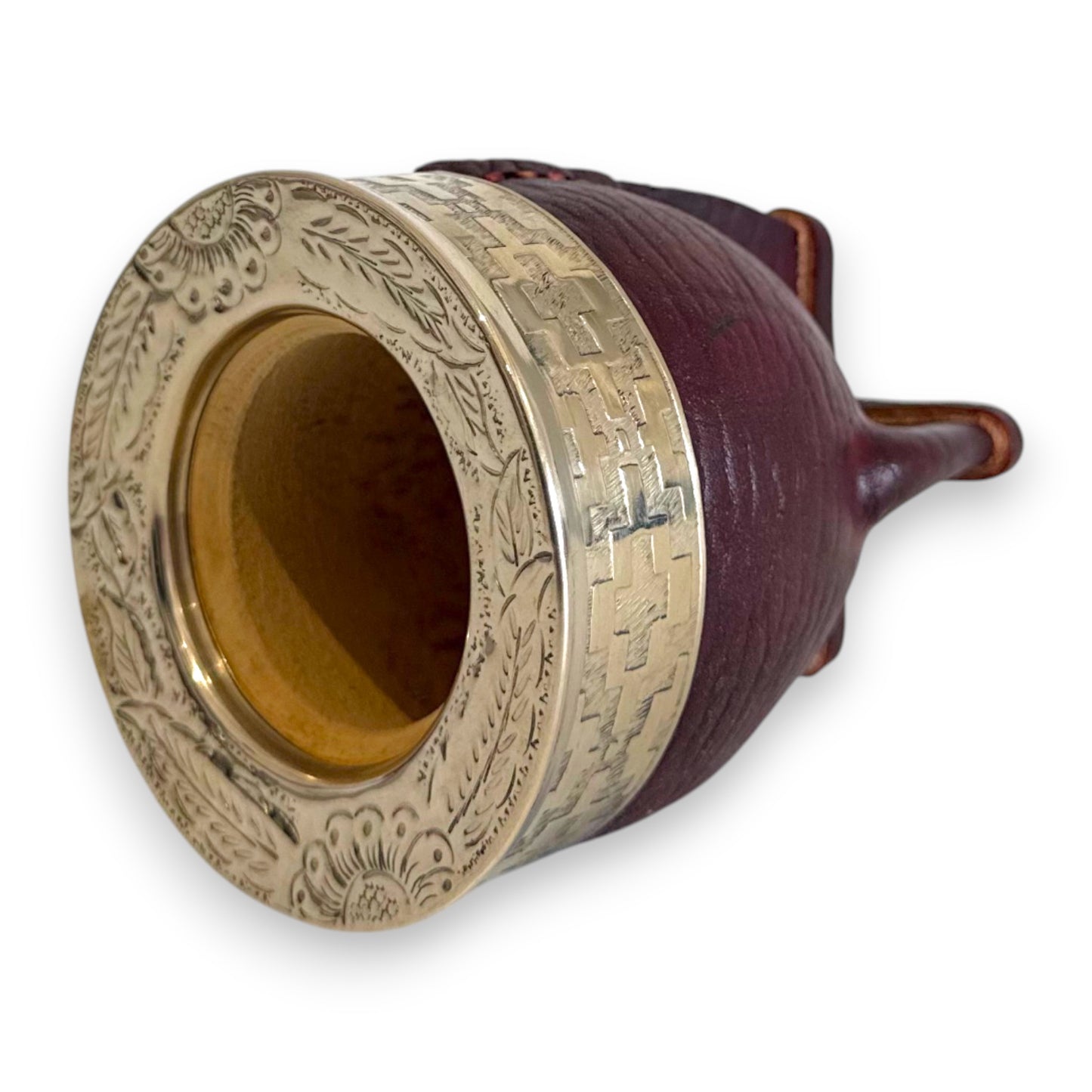 Mate Imperial in Cuoio Marrone con Virola decorata in Alpaca | Standard