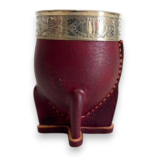 Mate Imperial in Cuoio Marrone con Virola decorata in Alpaca | Standard