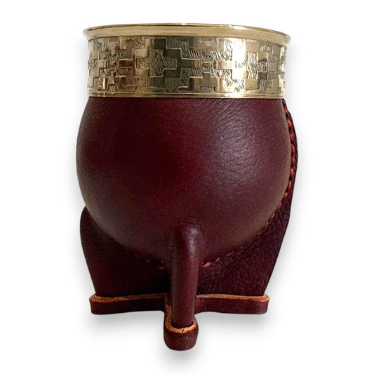 Mate Imperial in Cuoio Marrone con Virola decorata in Alpaca | Standard