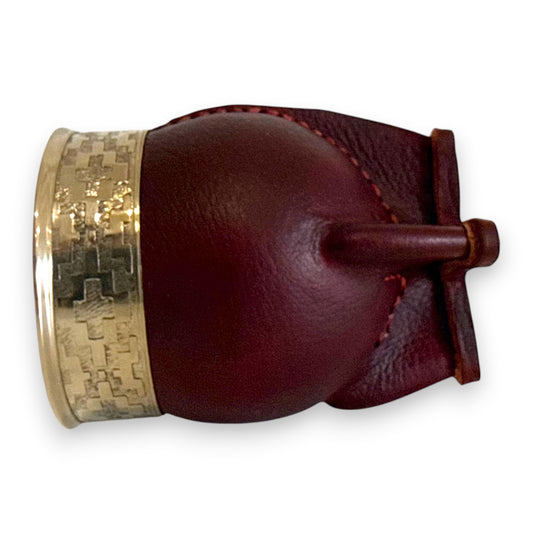 Mate Imperial in Cuoio Marrone con Virola decorata in Alpaca | Standard