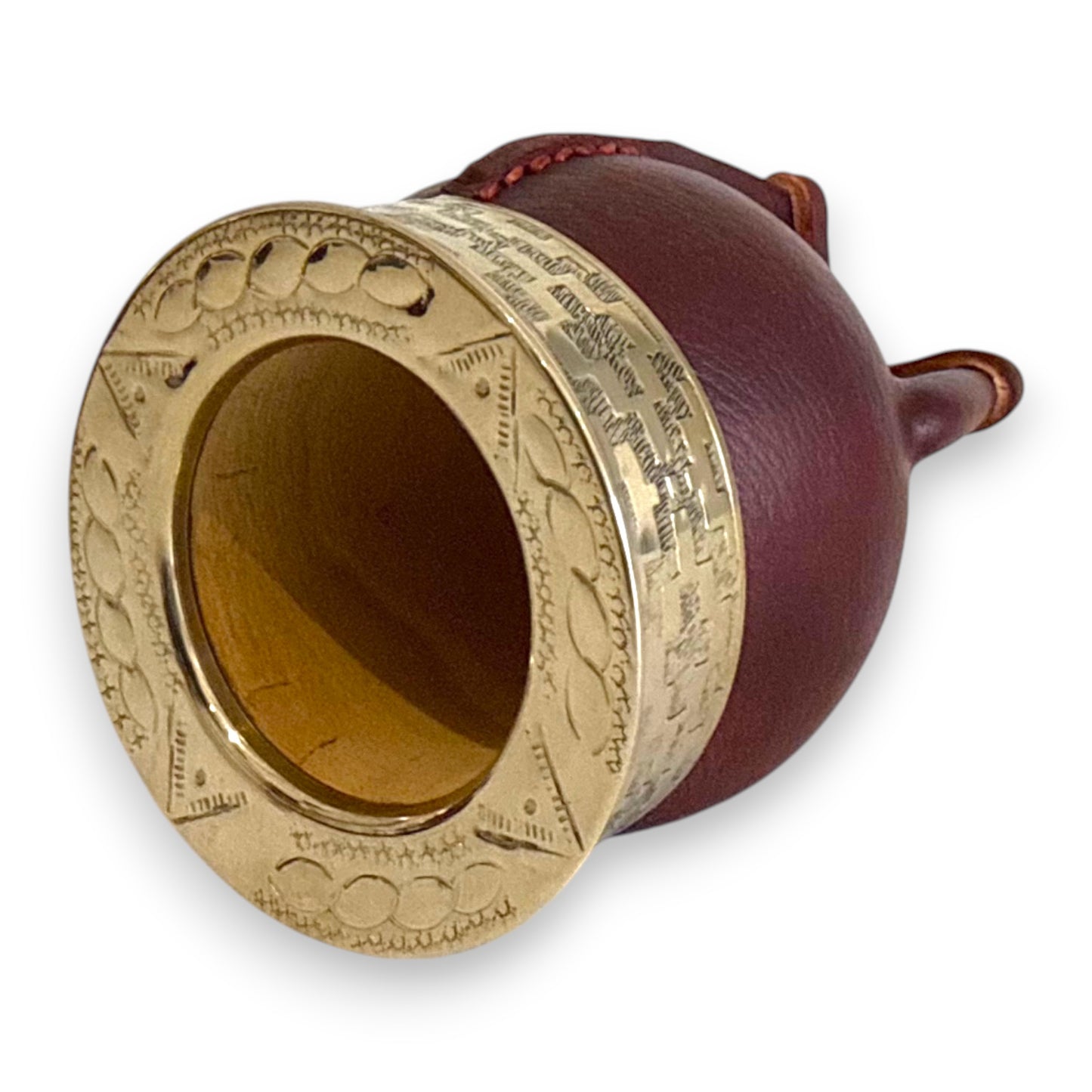 Mate Imperial in Cuoio Marrone con Virola decorata in Alpaca | Standard