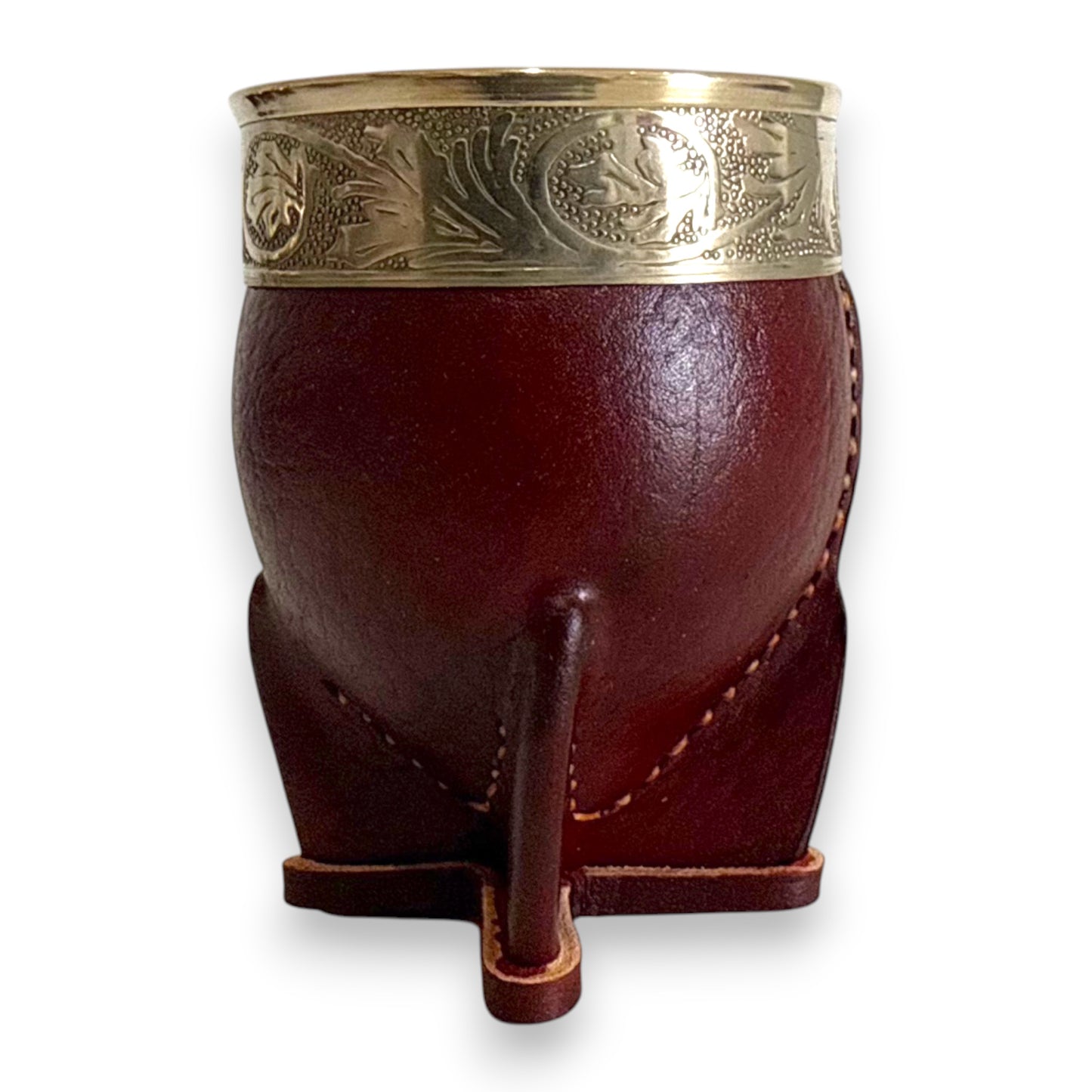 Mate Imperial in Cuoio Marrone con Virola decorata in Alpaca | Standard