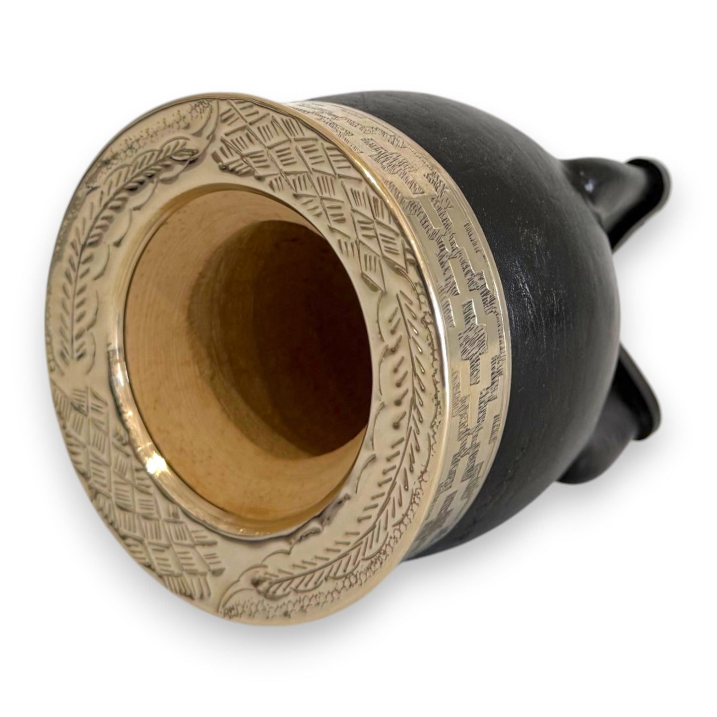 Mate Imperial in Cuoio Nero con Virola decorata in Alpaca | Standard
