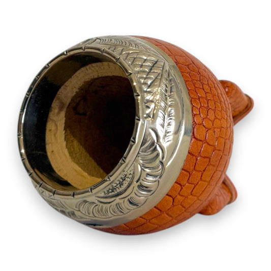 Mate Torpedo in "Cuoio Crocco" Bronzo e Virola Alpaca | Elitè