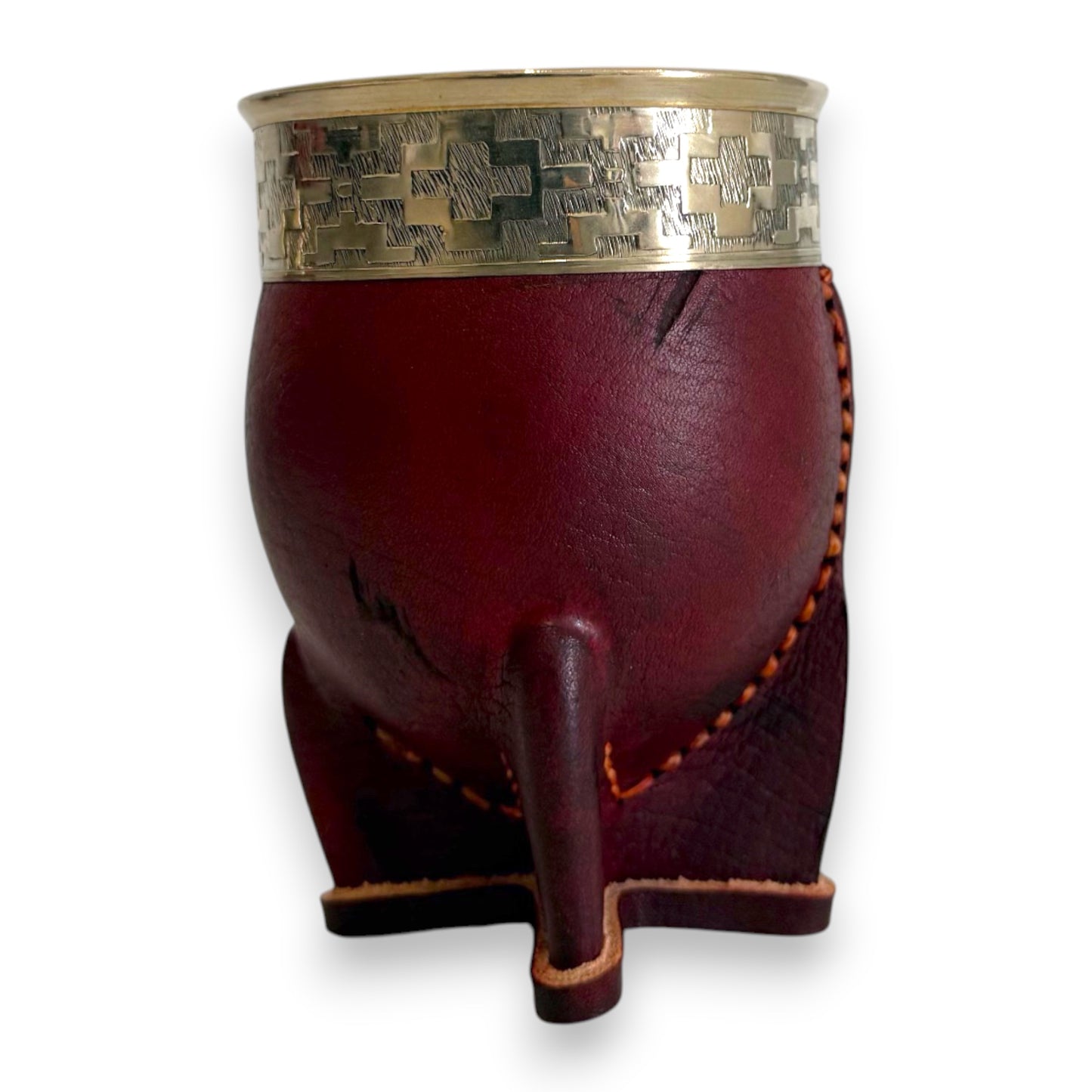 Mate Imperial in Cuoio Marrone con Virola decorata in Alpaca | Standard