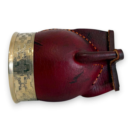 Mate Imperial in Cuoio Marrone con Virola decorata in Alpaca | Standard