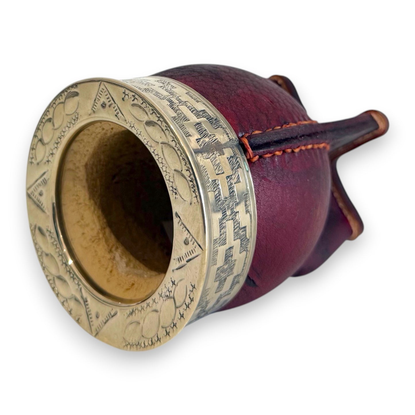 Mate Imperial in Cuoio Marrone con Virola decorata in Alpaca | Standard