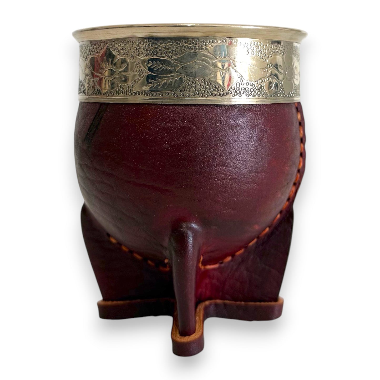 Mate Imperial in Cuoio Marrone con Virola decorata in Alpaca | Standard