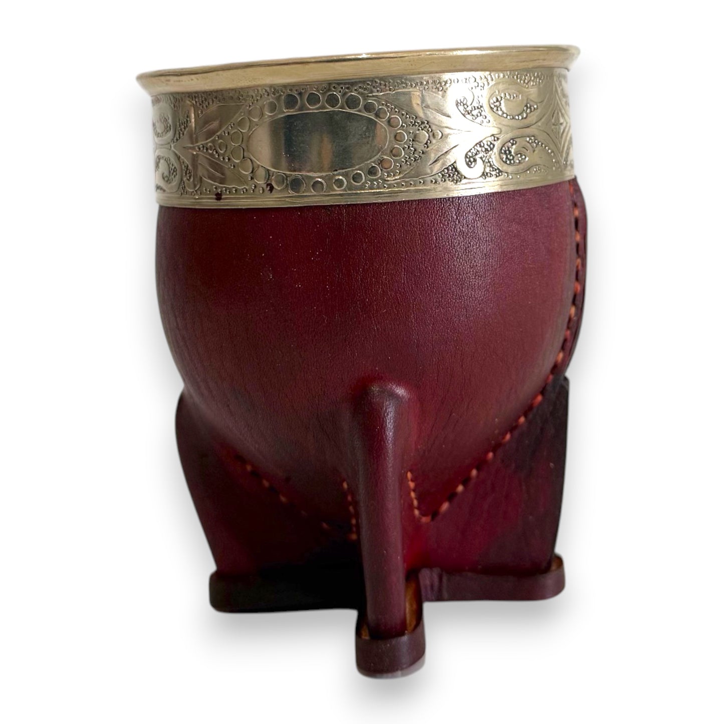 Mate Imperial in Cuoio Marrone con Virola decorata in Alpaca | Standard