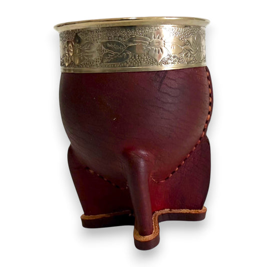 Mate Imperial in Cuoio Marrone con Virola decorata in Alpaca | Standard