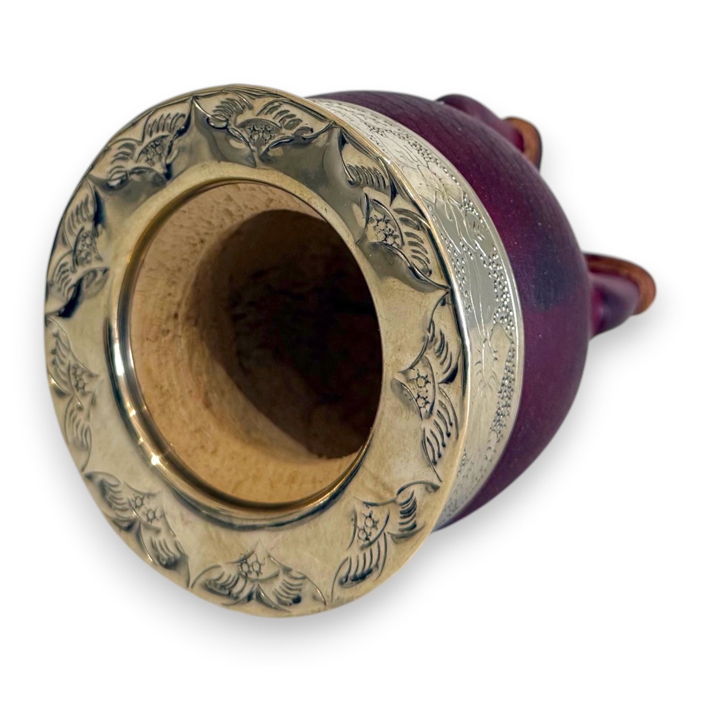 Mate Imperial in Cuoio Marrone con Virola decorata in Alpaca | Standard