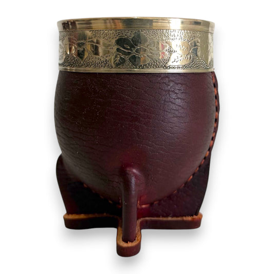Mate Imperial in Cuoio Marrone con Virola decorata in Alpaca | Standard