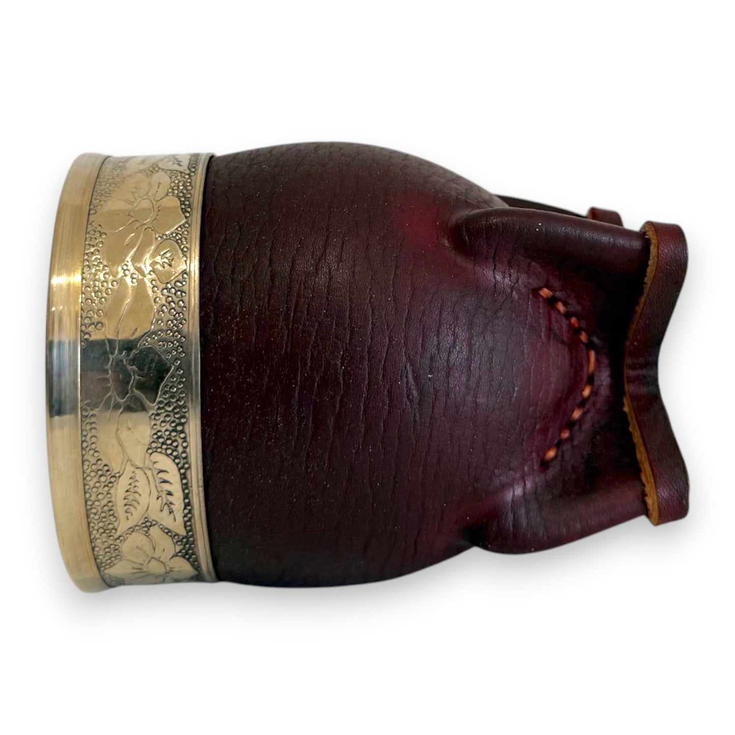 Mate Imperial in Cuoio Marrone con Virola decorata in Alpaca | Standard