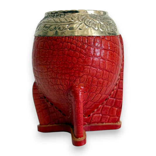 Mate Torpedo in "Cuoio Crocco" Rosso e Virola Alpaca | Elitè