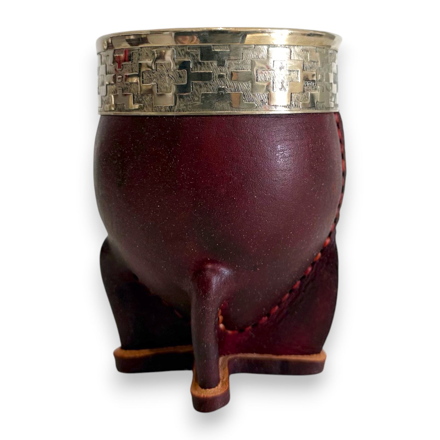 Mate Imperial in Cuoio Marrone con Virola decorata in Alpaca | Standard