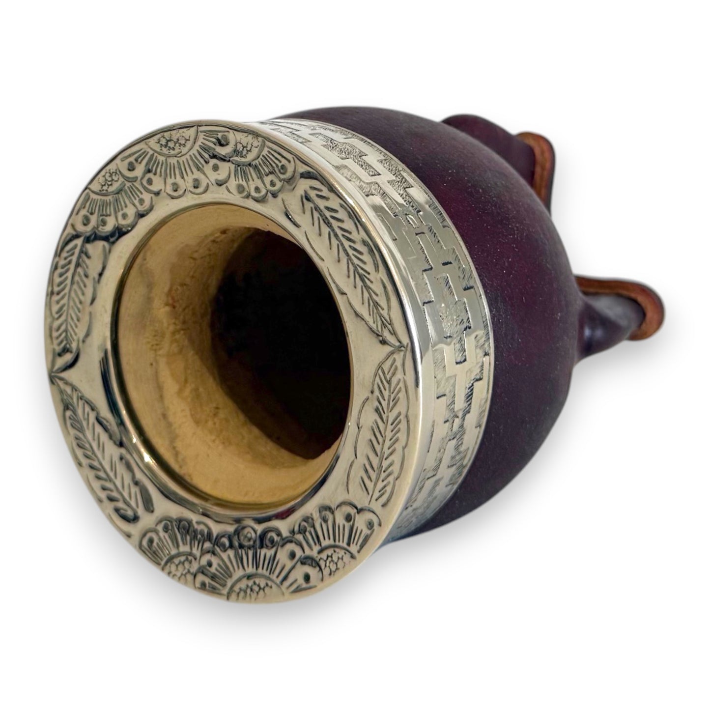Mate Imperial in Cuoio Marrone con Virola decorata in Alpaca | Standard