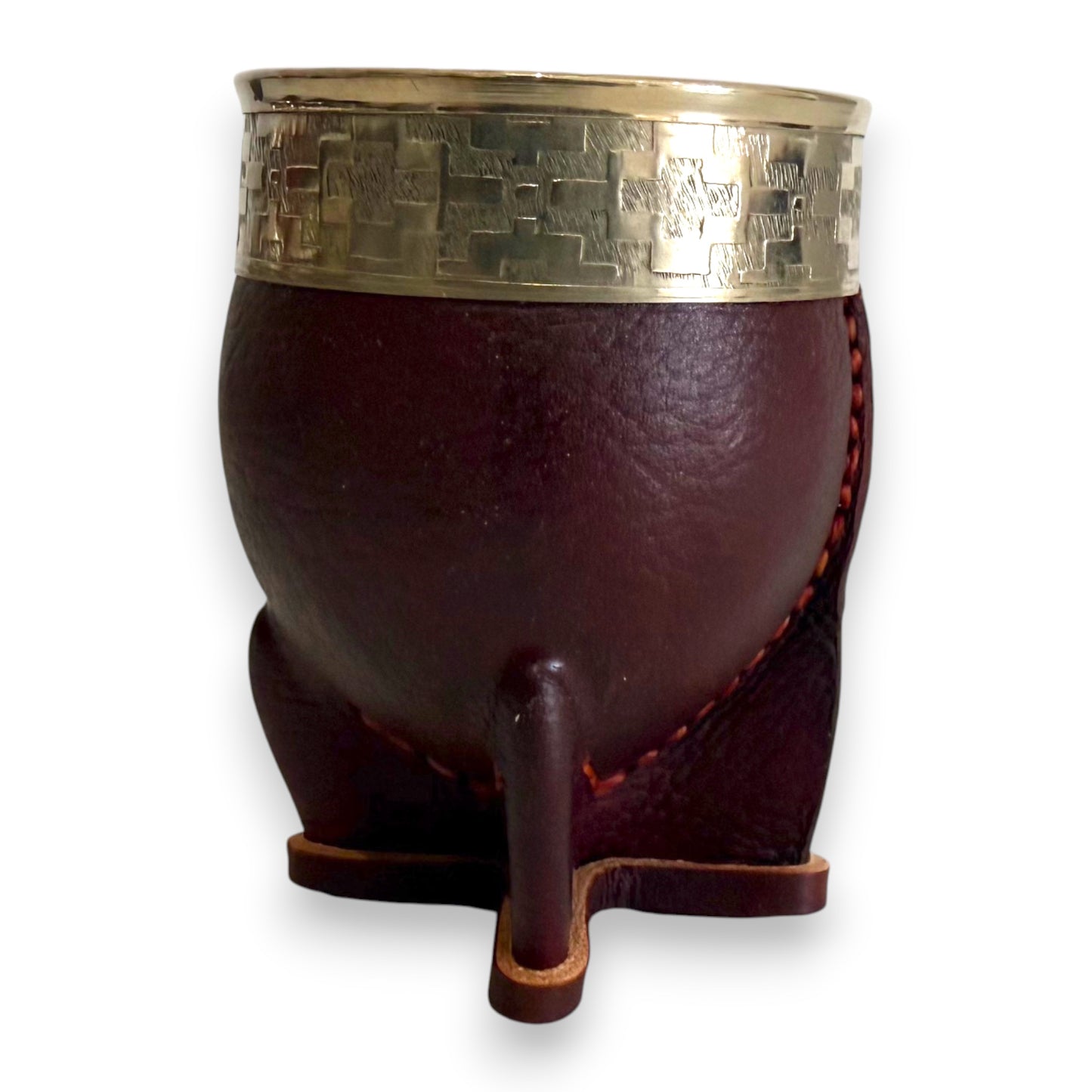 Mate Imperial in Cuoio Marrone con Virola decorata in Alpaca | Standard