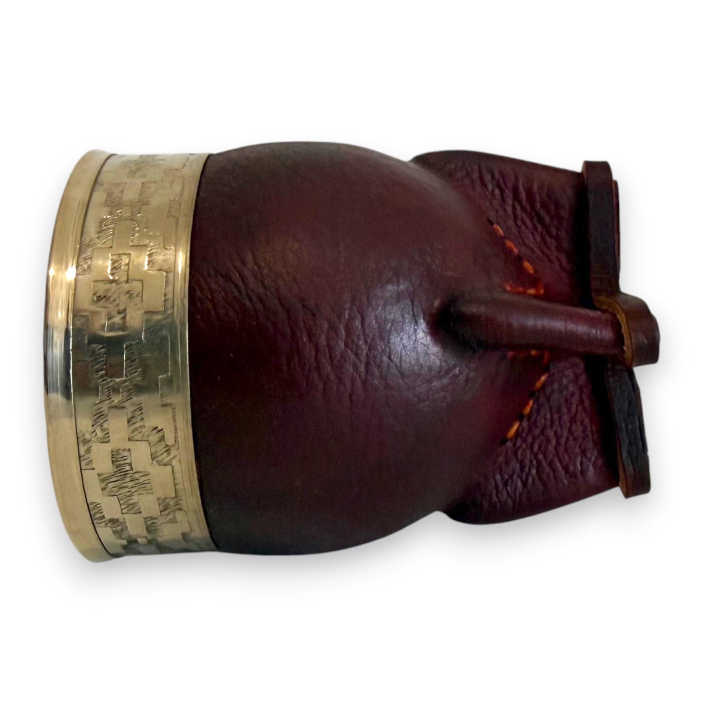 Mate Imperial in Cuoio Marrone con Virola decorata in Alpaca | Standard