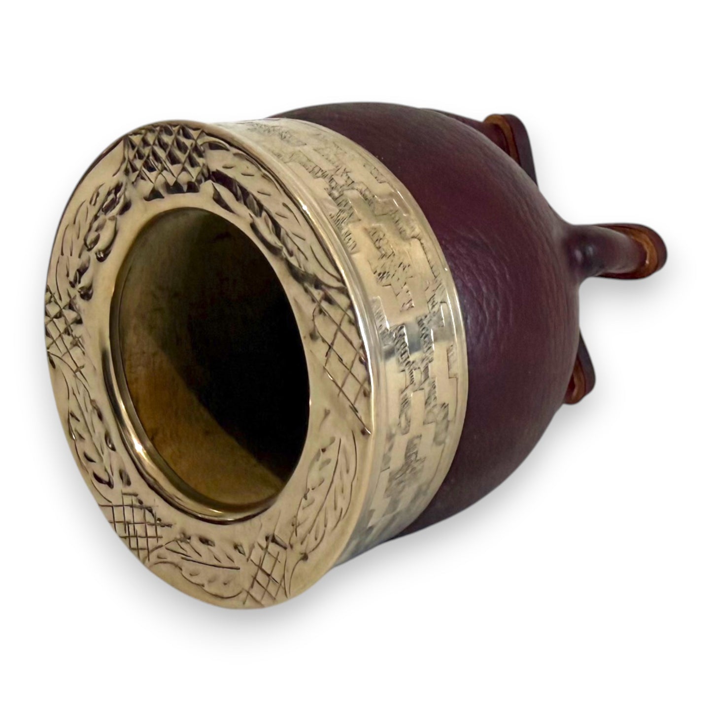 Mate Imperial in Cuoio Marrone con Virola decorata in Alpaca | Standard