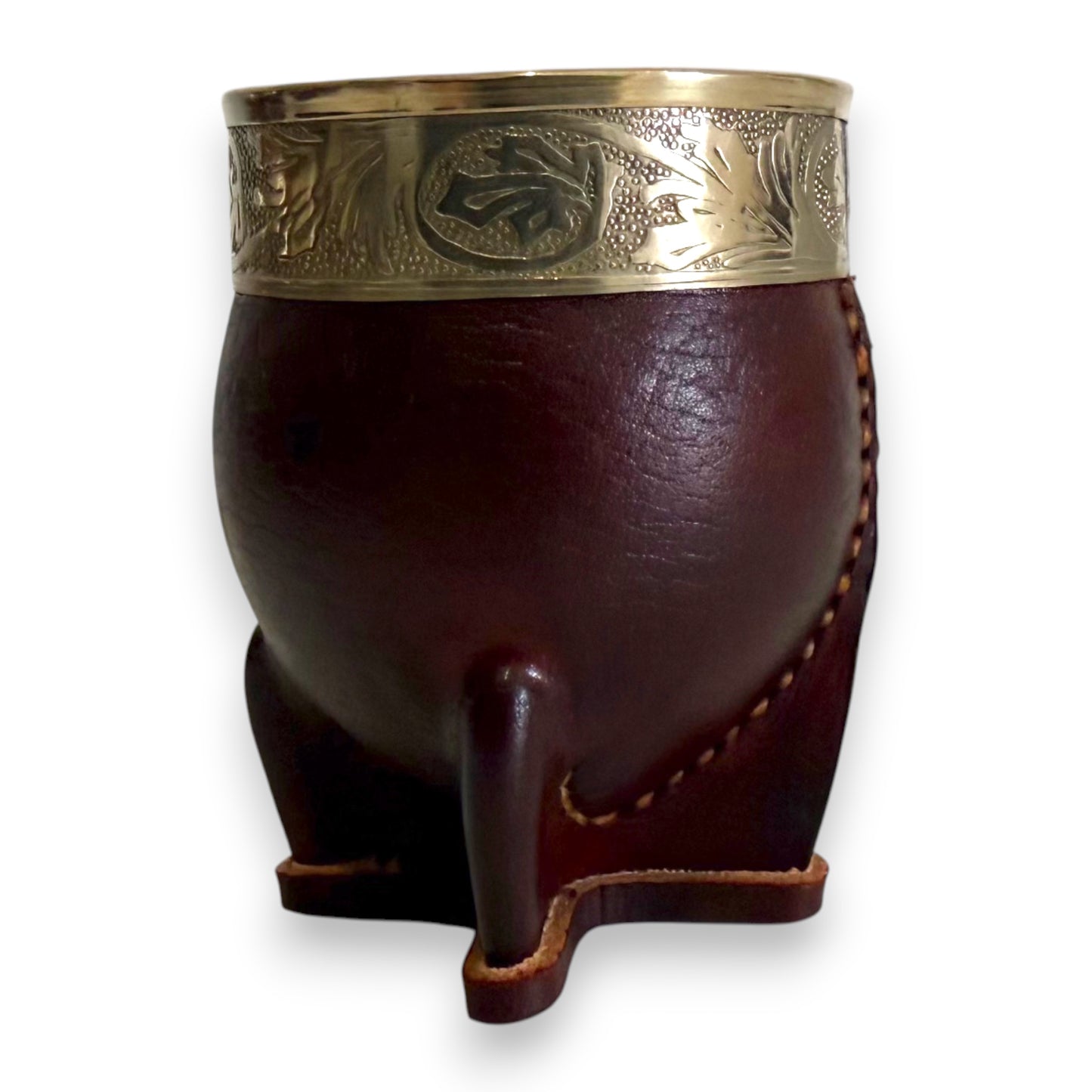 Mate Imperial in Cuoio Marrone con Virola decorata in Alpaca | Standard