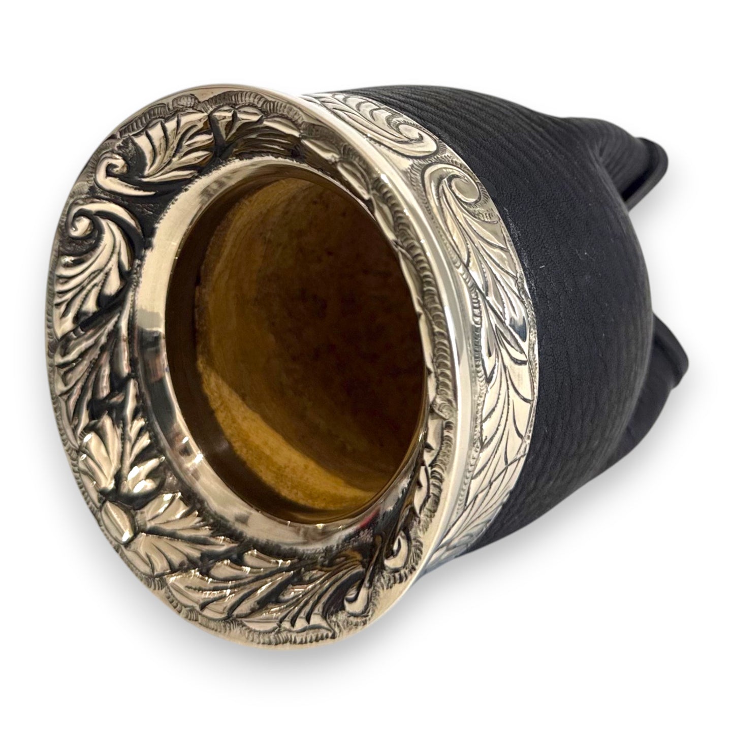 Mate Imperial Nero in Cuoio con Virola decorata | Luxury