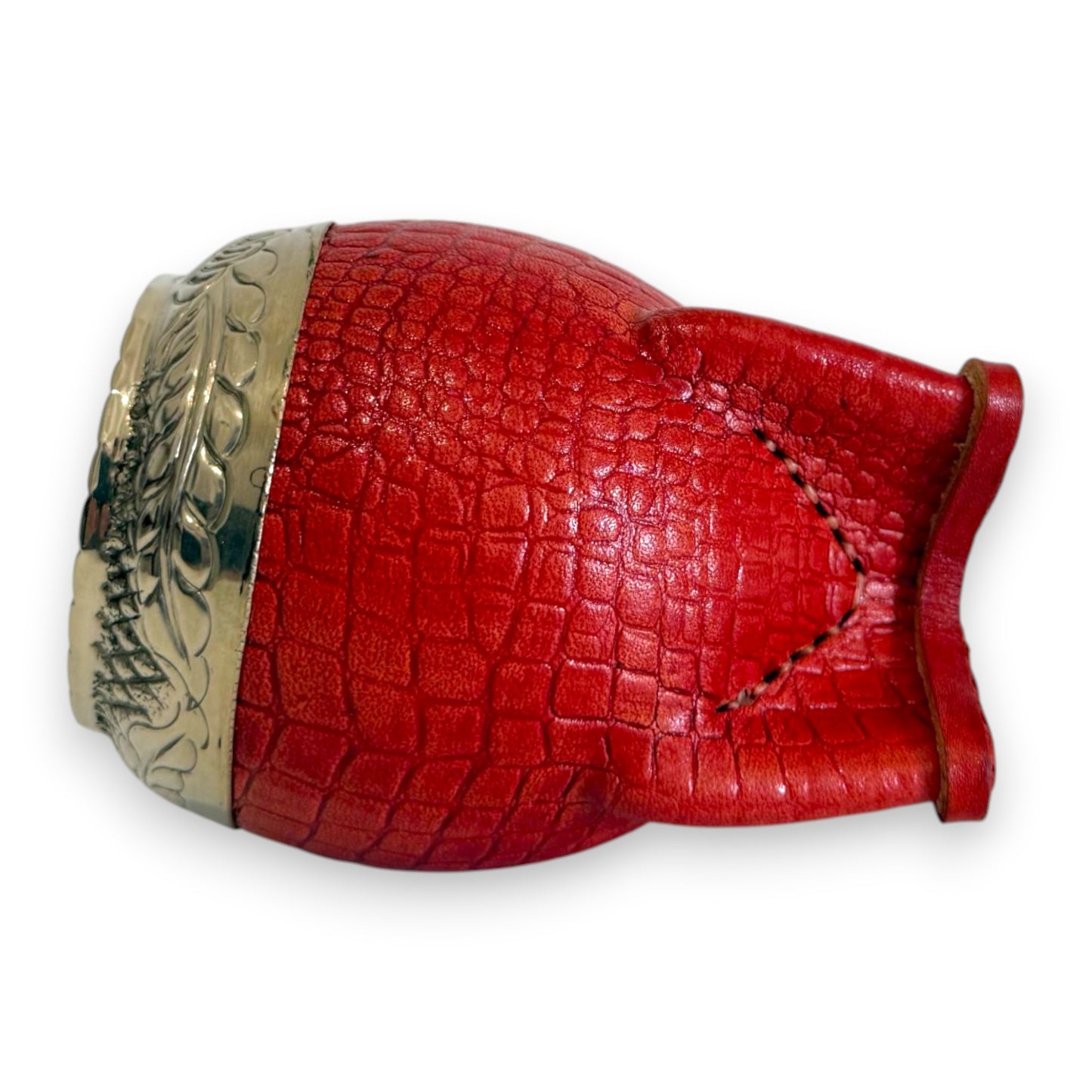 Mate Torpedo in "Cuoio Crocco" Rosso e Virola Alpaca | Elitè