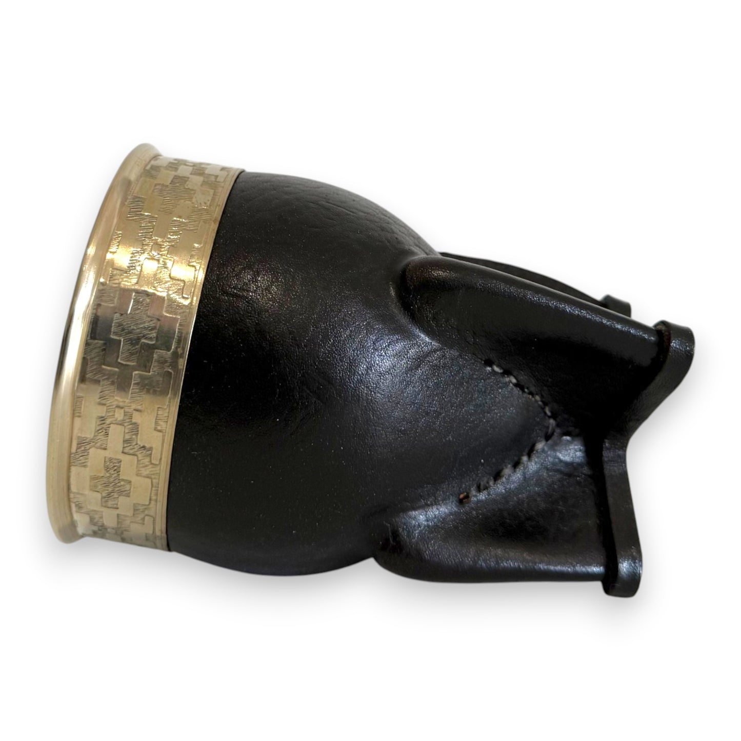 Mate Imperial in Cuoio Nero con Virola decorata in Alpaca | Standard