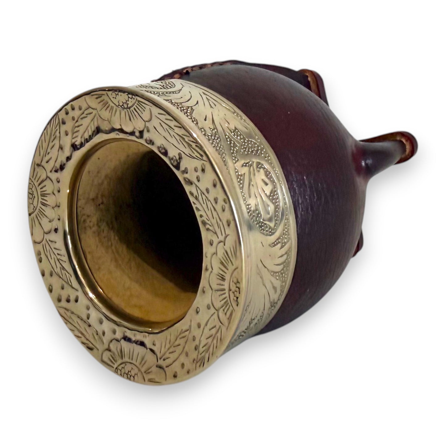 Mate Imperial in Cuoio Marrone con Virola decorata in Alpaca | Standard