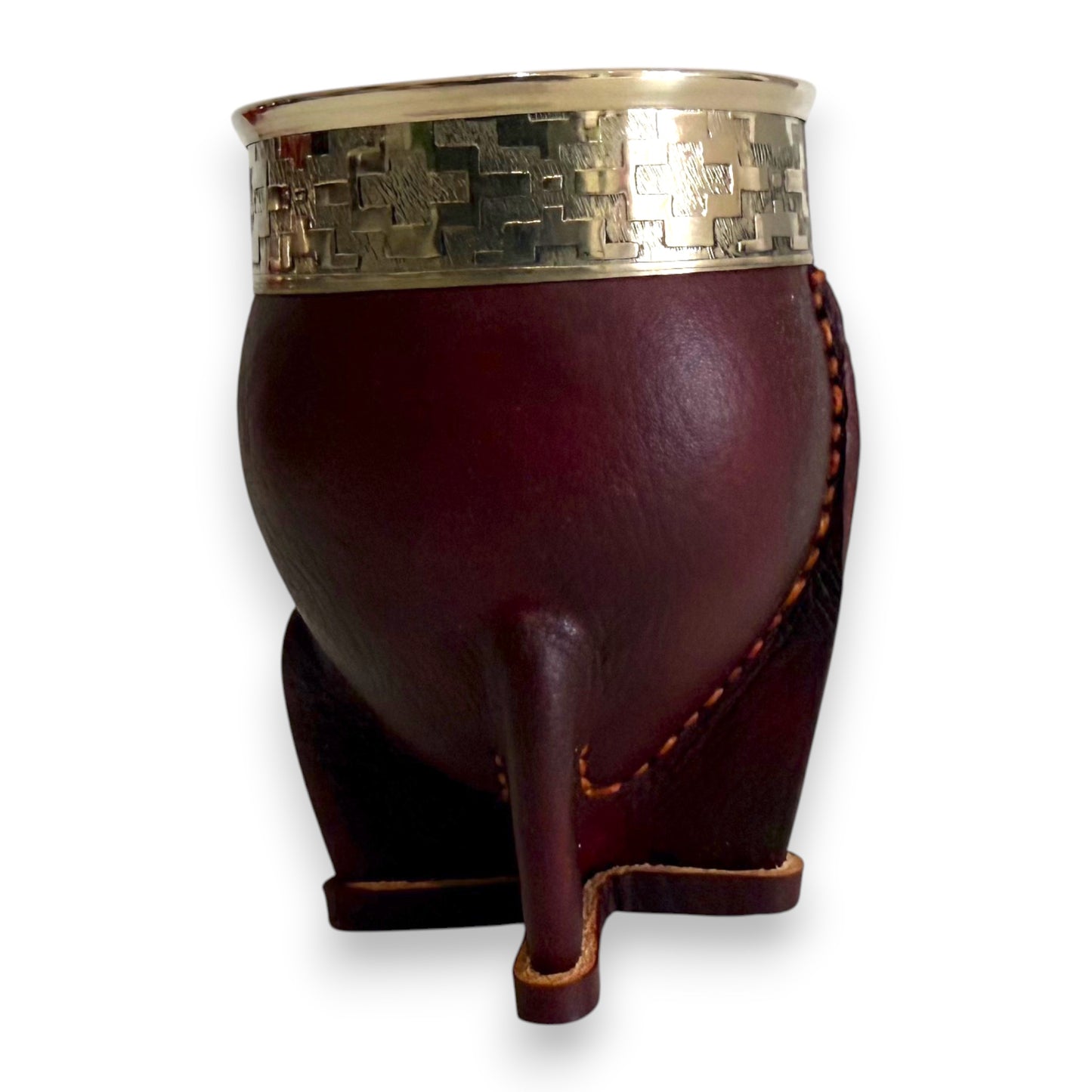 Mate Imperial in Cuoio Marrone con Virola decorata in Alpaca | Standard
