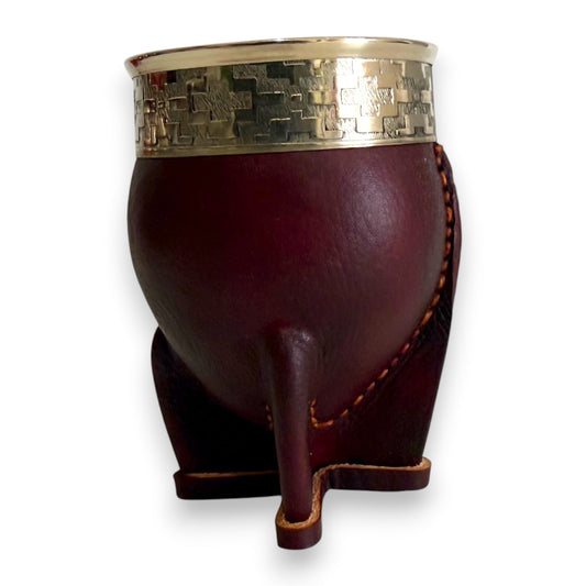 Mate Imperial in Cuoio Marrone con Virola decorata in Alpaca | Standard