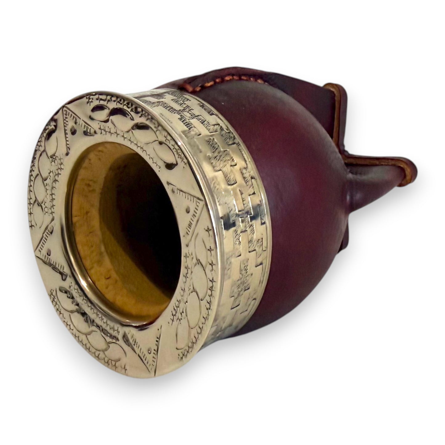 Mate Imperial in Cuoio Marrone con Virola decorata in Alpaca | Standard