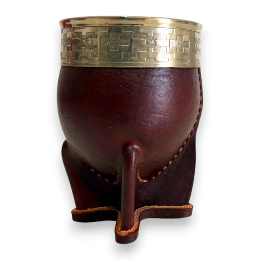 Mate Imperial in Cuoio Marrone con Virola decorata in Alpaca | Standard