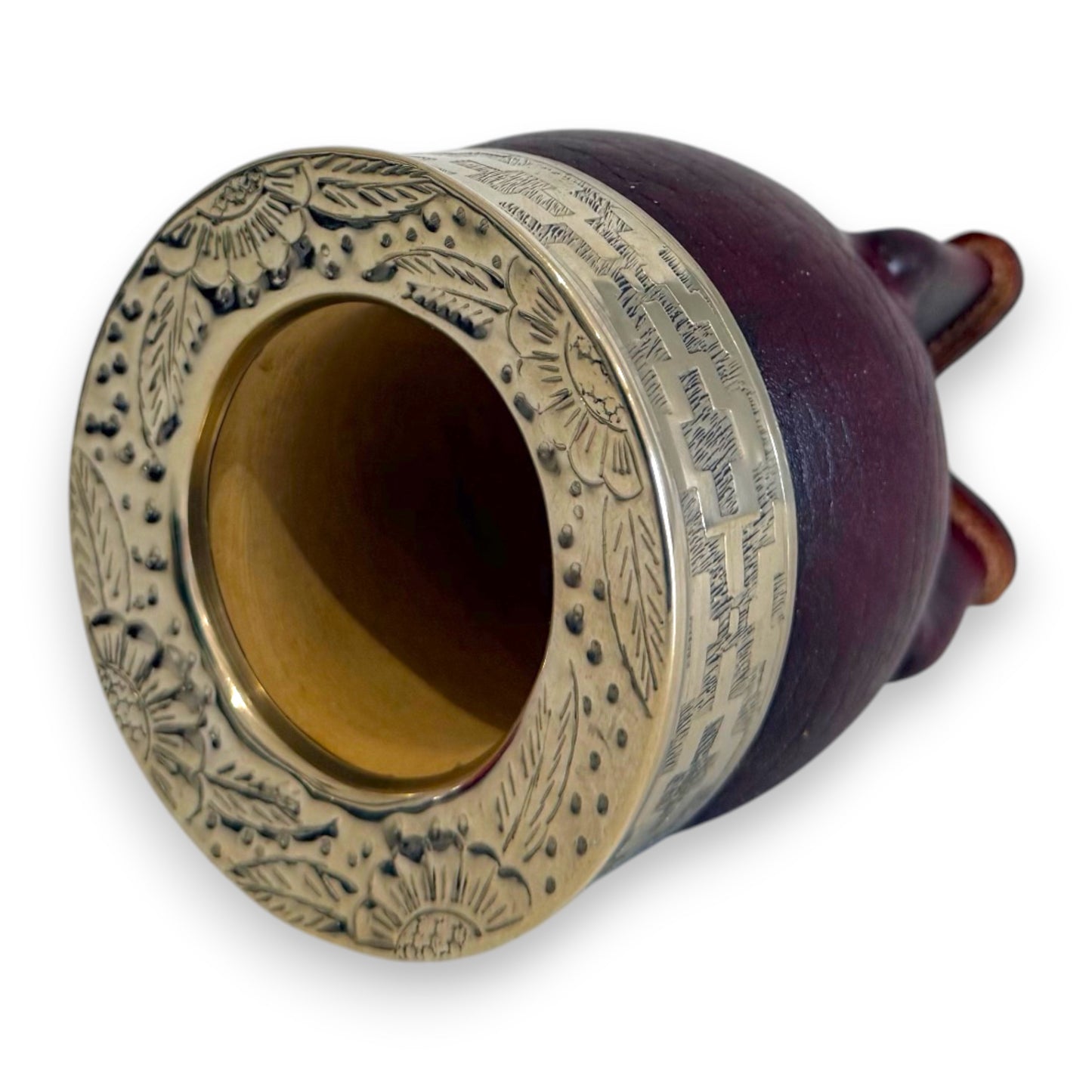Mate Imperial in Cuoio Marrone con Virola decorata in Alpaca | Standard