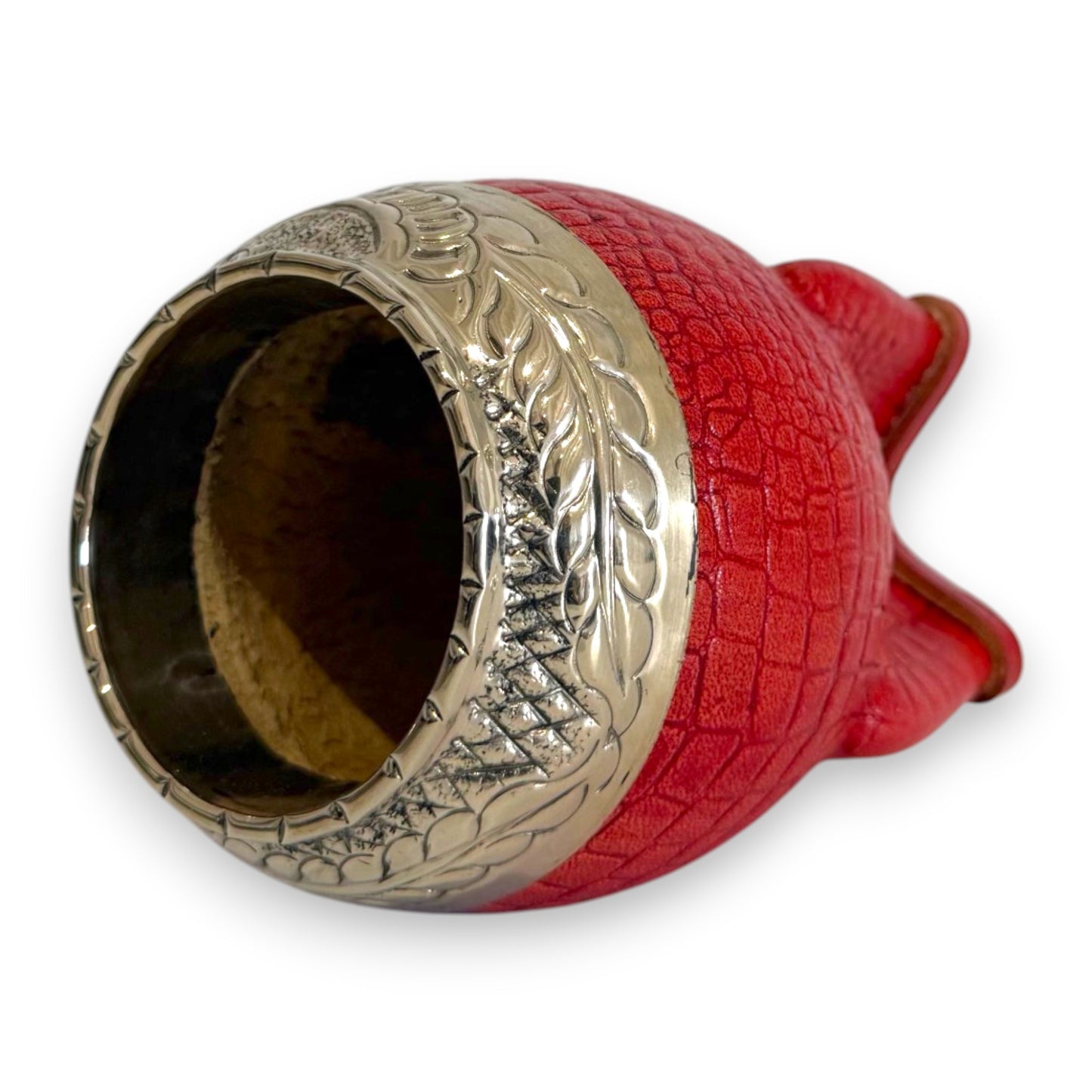 Mate Torpedo in "Cuoio Crocco" Rosso e Virola Alpaca | Elitè